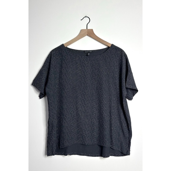 EILEEN FISHER Tencel Viscose Short Sleeve Blouse - Picture 1 of 6